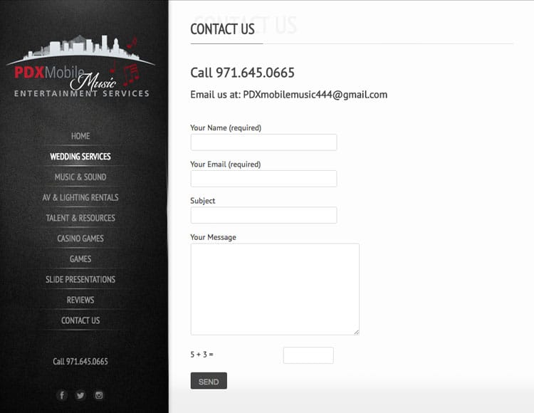 PDX Mobile Music Entertainment Contact form